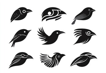 Collection of stylized bird silhouettes (1)