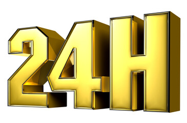 24H gold 3D illustration.