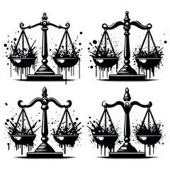 Illustration design of hand holding scales of justice