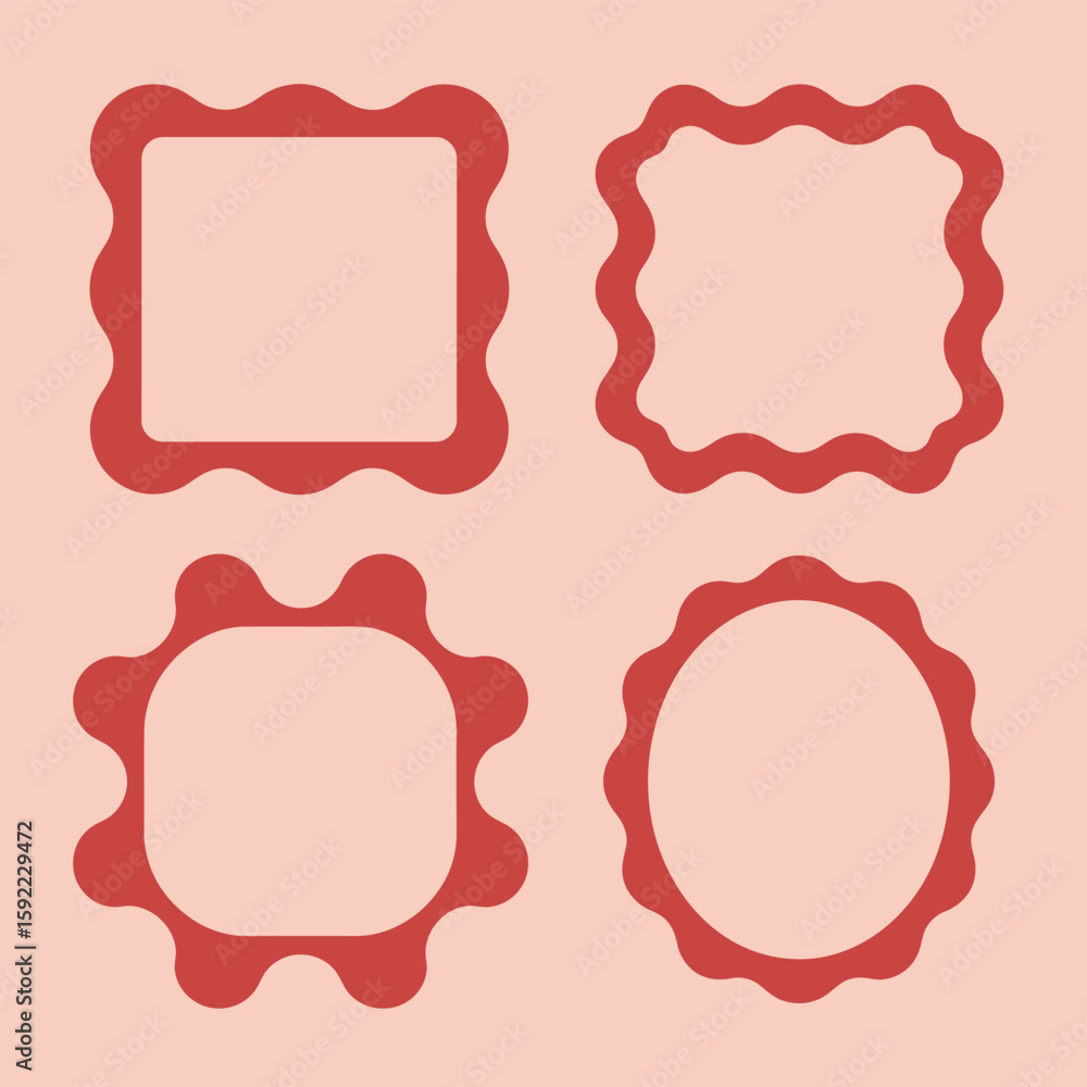 Poster minimalist wavy border frames abstract design elements for creative projects