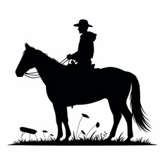 Silhouette of a Person Riding a Horse Equestrian Vector Design Illustration