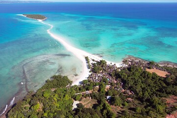 Aerial View of Tropical Island with White Sand and Palms – Nosy Iranja, Madagascar