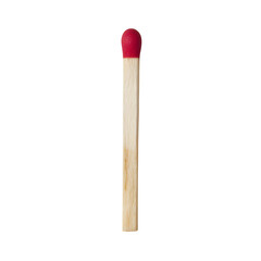 Single matchstick with red tip, clean center placement, on isolated transparent background