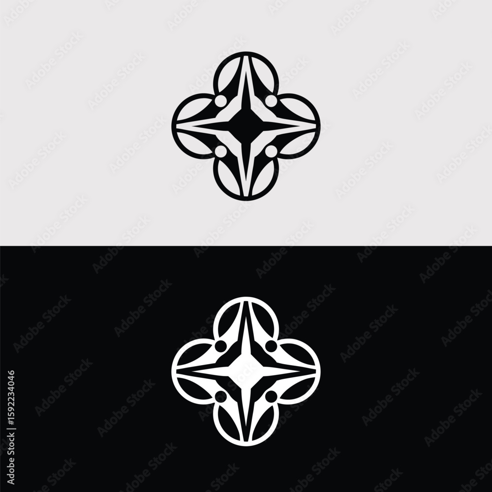 Poster an elegant abstract flower design with geometric patterns creates a decorative ornament suitable for
