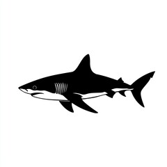 Obraz premium Silhouette of a shark. Side view of a shark in black and white