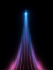 Cyan light pillar cutting through misty forest darkness