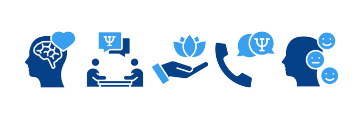 Mental Health Icon Set Multiple Style Collection, Containing design Mental Health, Counseling, Therapy, Emotional Awareness