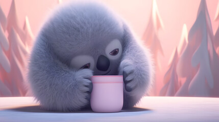 Adorable Penguin Chick with Cup