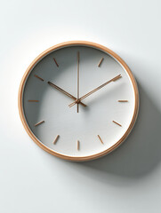 Gold rim wall clock on gray background