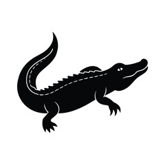 Crocodile Gliding Smoothly Through Water Scene Line Art Vector illustration