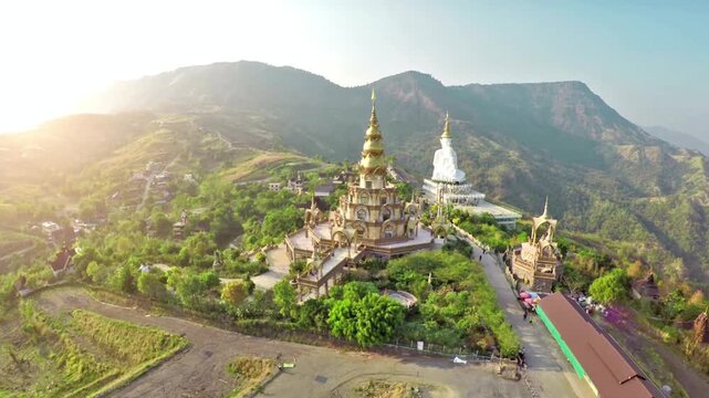 Wat phra that pha son kaew temple sits atop a mountain in thailand