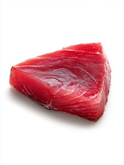 Raw tuna steak center cut on white background