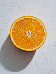 Orange slice cross-section on light surface