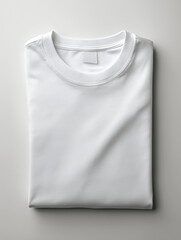 Folded white t-shirt isolated on gray background