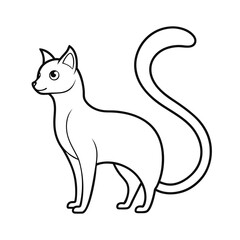 Minimal Outline Cat with Long Tail – Sleek Feline Vector Icon
