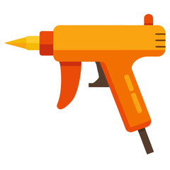 Illustration of a hot glue gun with a bright orange glowing nozzle