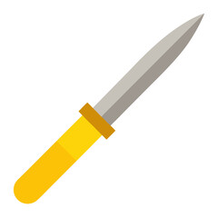 Craft knife with a bright yellow handle and a sharp metallic blade