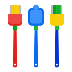 Set of three foam brushes with green blue and red handles