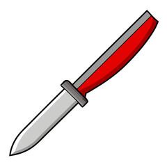 Sharp craft knife with a bright red handle and gleaming silver blade