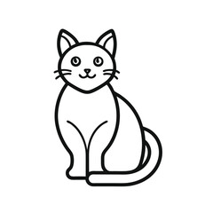 Outline Icon of Cat Sitting Pose – Minimalist Feline Vector Symbol