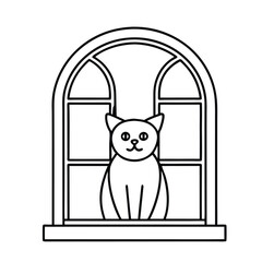 Outline of cat in window frame