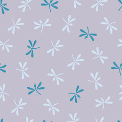 Seamless pattern with dragonfly vector for the summer season. Dragonflies animal textile design for fabric print, kids wallpaper, cute design, wallpaper, gift wrap paper.