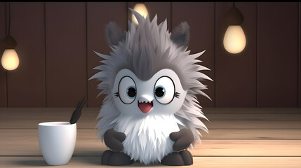 Kawaii Baby Penguin with Cup