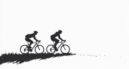 Two cyclists on a grassy hill