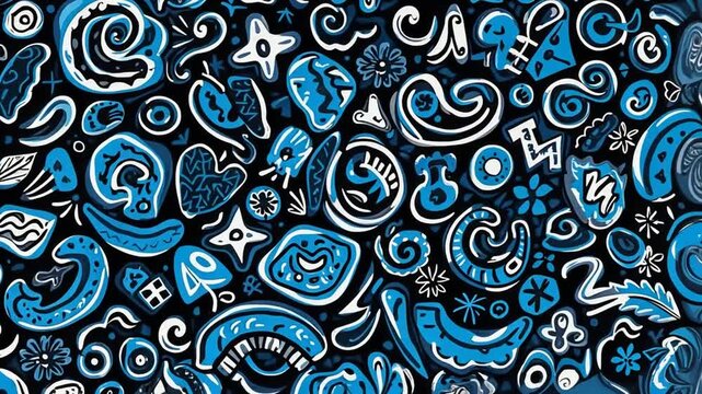 Vibrant Abstract Pattern Design, Dynamic Blue and White