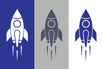 Rocket launched icon. Startup rocket sign. Spaceship color icon. Speed launch symbol. Shuttle sign. Business marketing idea pictogram. EPS 10