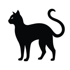 Cat Silhouette with Arched Back – Alert Feline Vector Icon