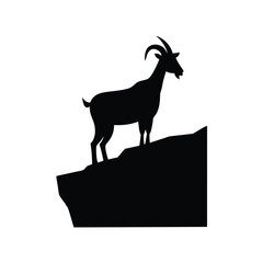 Obraz premium Mountain Goat Standing Proud On Cliff Edge Line Art Vector illustration