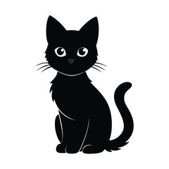 Sitting Kitten Silhouette – Cute Baby Cat Vector Icon