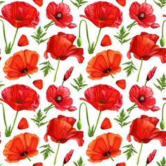 Seamless poppy pattern