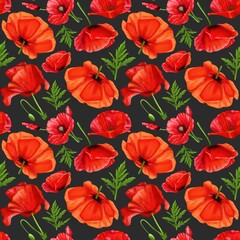 Seamless poppy pattern