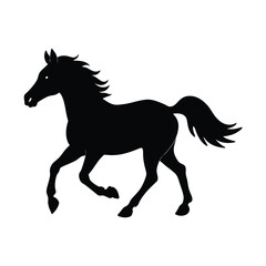 Horse Running Gracefully Across Open Field Scene Line Art Vector illustration