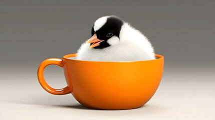 Cute Penguin Chick in Warm Home