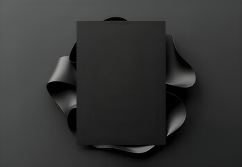Black blank paper mockup template 