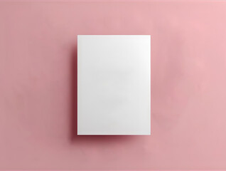 White blank paper mock up with pink isolated background