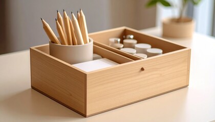 木の箱の中の雑貨