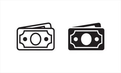 Money Icon Set &ndash; Minimal Vector Dollar Bill Icons 