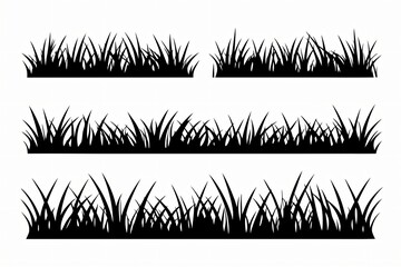 Black grass silhouettes nature blades