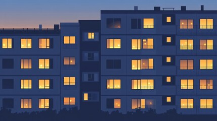 Evening cityscape of apartment buildings