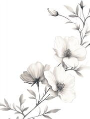 Delicate grayscale floral arrangement