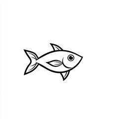 Simple black line drawing of a fish (8)