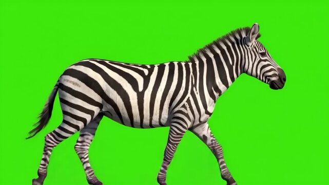 Zebra Strut Bold Stripes on Green Screen with Animated Walk.