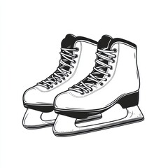 Ice skates, black and white illustration
