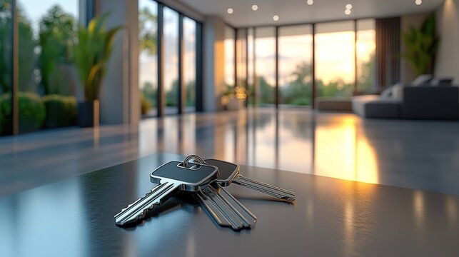 Keys on a table inside a modern home