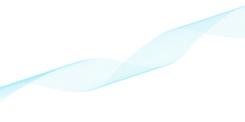 Abstract blue smooth wave on a white background. Dynamic sound wave. Design element. Vector illustration.