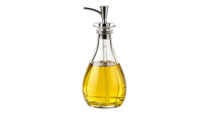 Glass Oil Bottle with Metal Spout Isolated on Transparent Background